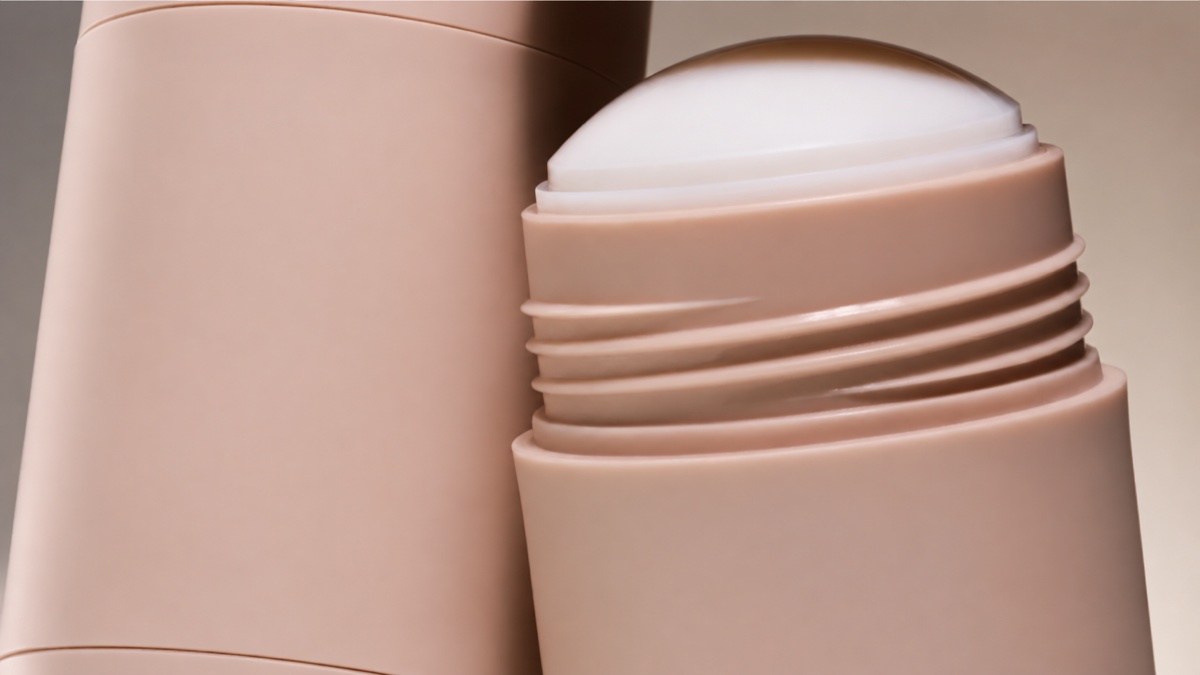 Close-up of blush deodorant containers with all branding removed